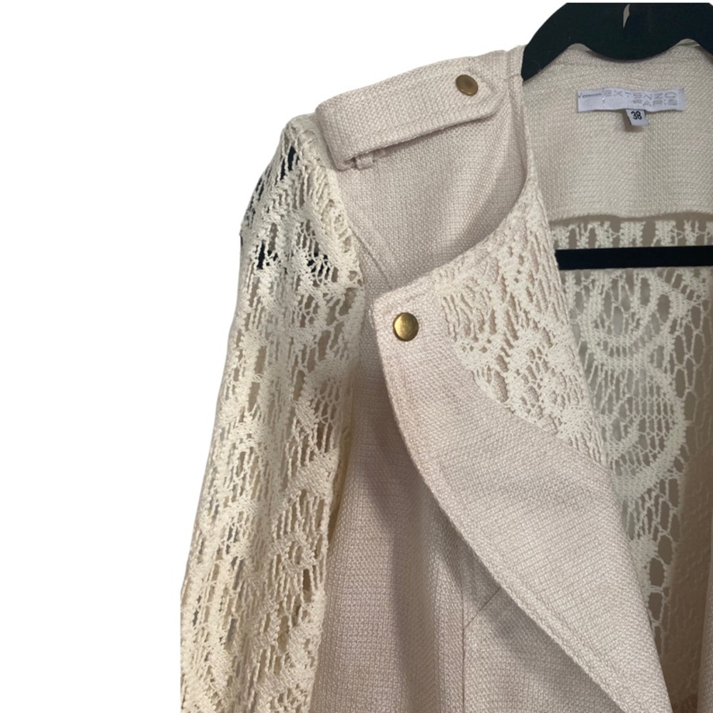 Extenzo Paris Structured Cream Lace Blazer - Picture 2 of 6
